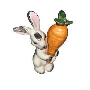 Vintage 1950s Geobel Germany Bunny Rabbit Carrot Salt & Pepper Shakers Set